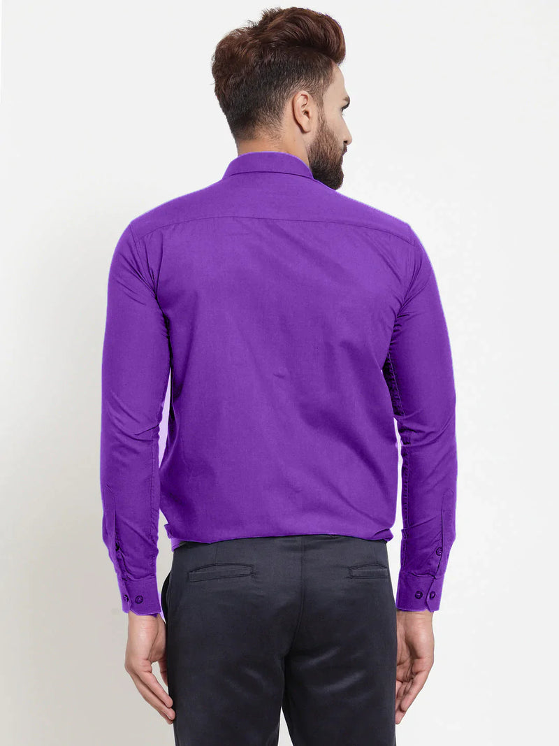 Jainish Men's Cotton Solid Purple Formal Shirt's ( SF 361Purple )