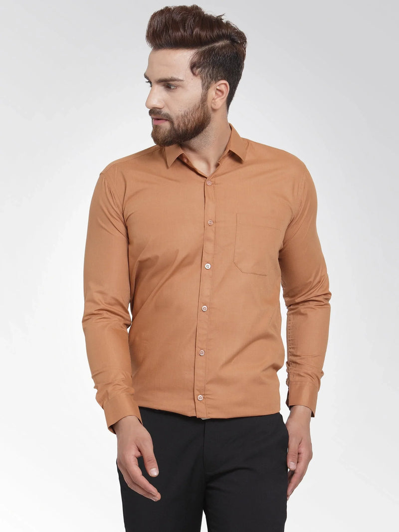 Jainish Men's Cotton Solid Rust Orange Formal Shirt's ( SF 361Rust )