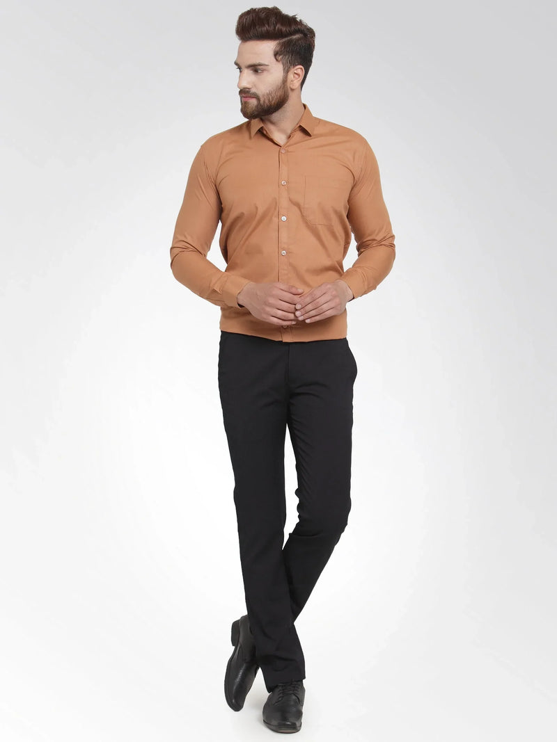 Jainish Men's Cotton Solid Rust Orange Formal Shirt's ( SF 361Rust )