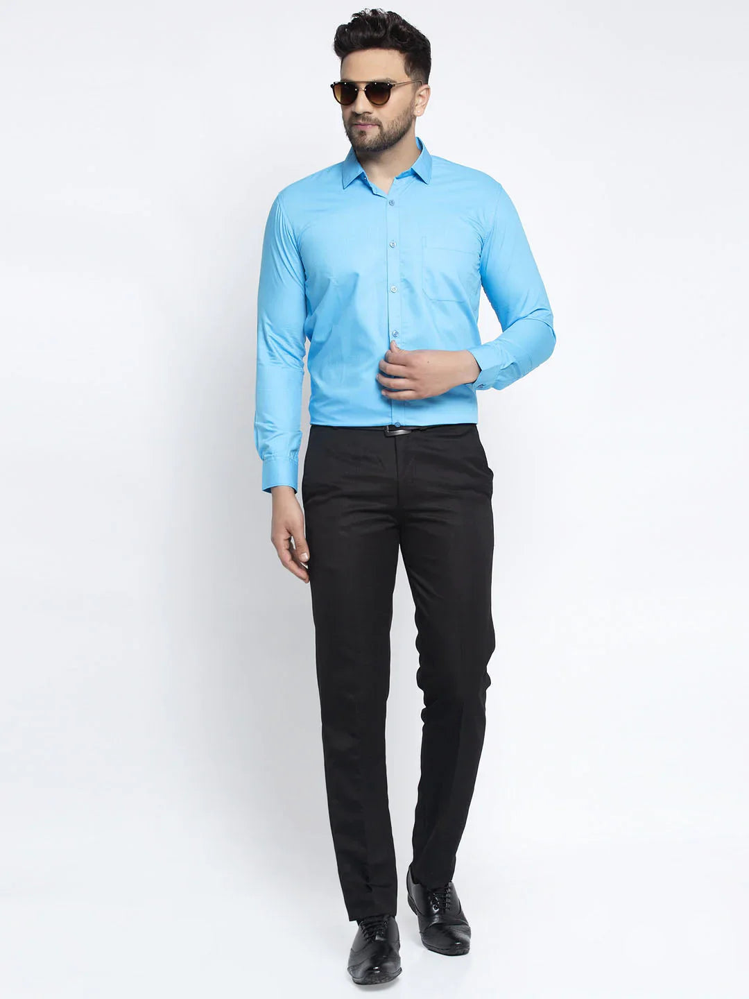 Jainish Men's Cotton Solid Sky Blue Formal Shirt's ( SF 361Sky )