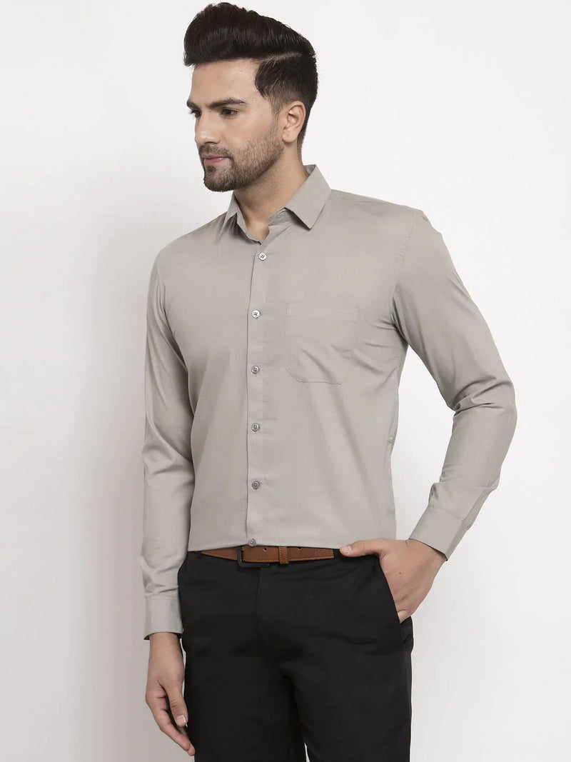 Jainish Men's Cotton Solid Steel Grey Formal Shirt's ( SF 361Steel-Grey )