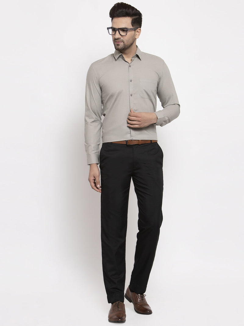 Indian Needle Men's Cotton Solid Steel Grey Formal Shirt's