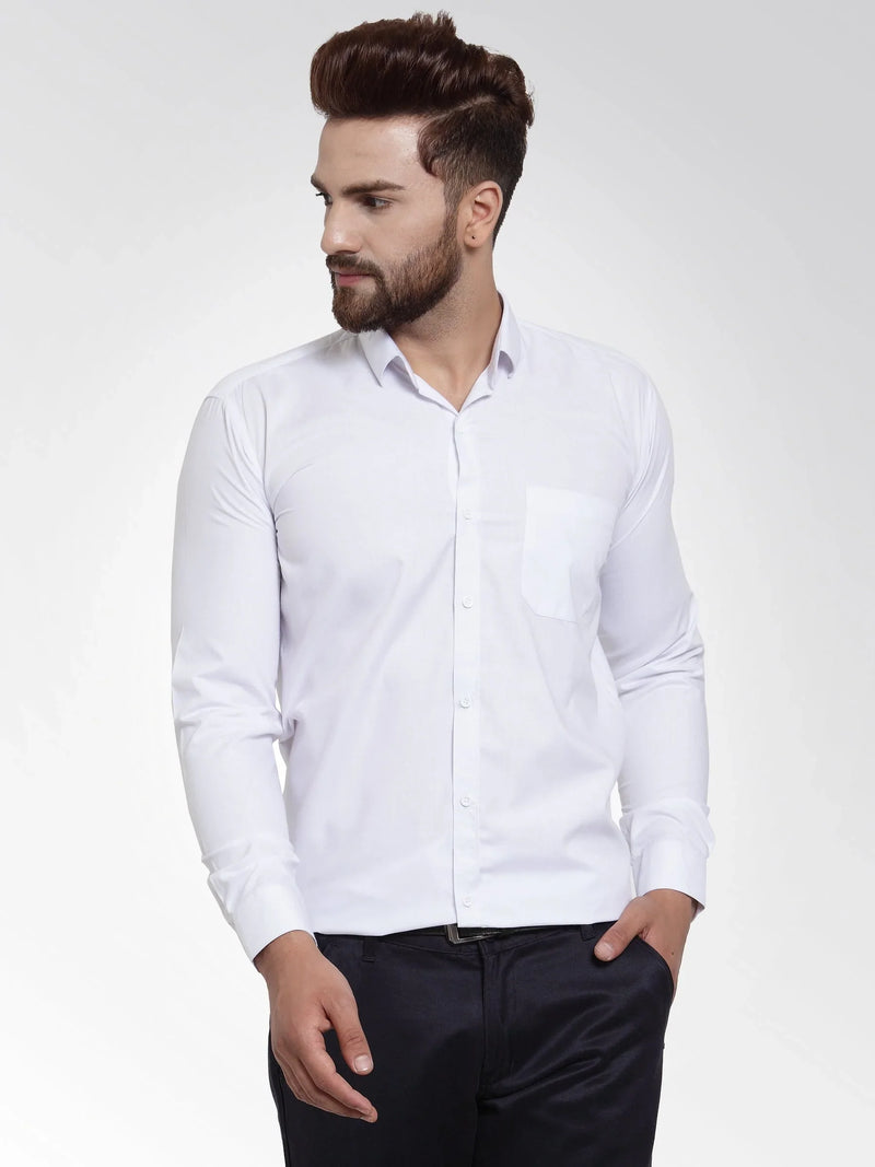 Jainish Men's Cotton Solid White Formal Shirt's ( SF 361White )