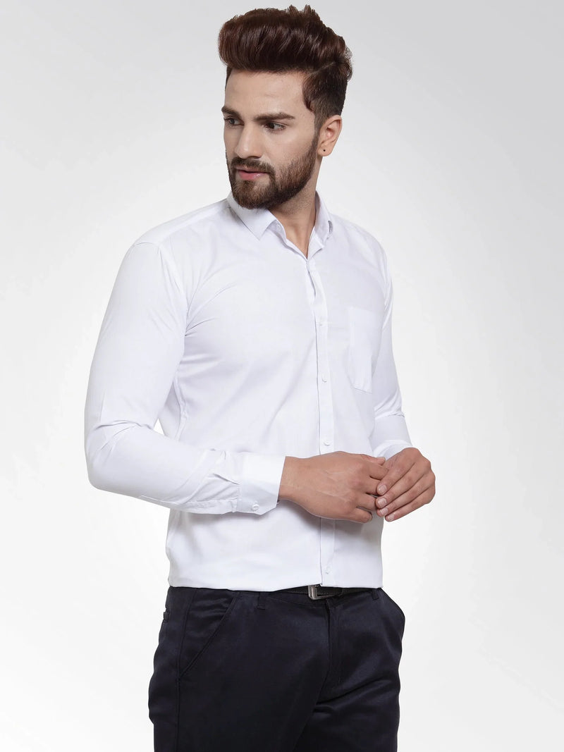 Jainish Men's Cotton Solid White Formal Shirt's ( SF 361White )