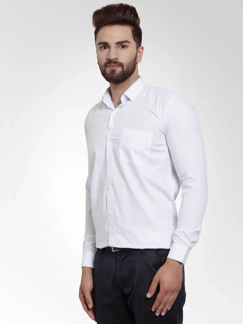 Jainish Men's Cotton Solid White Formal Shirt's ( SF 361White )