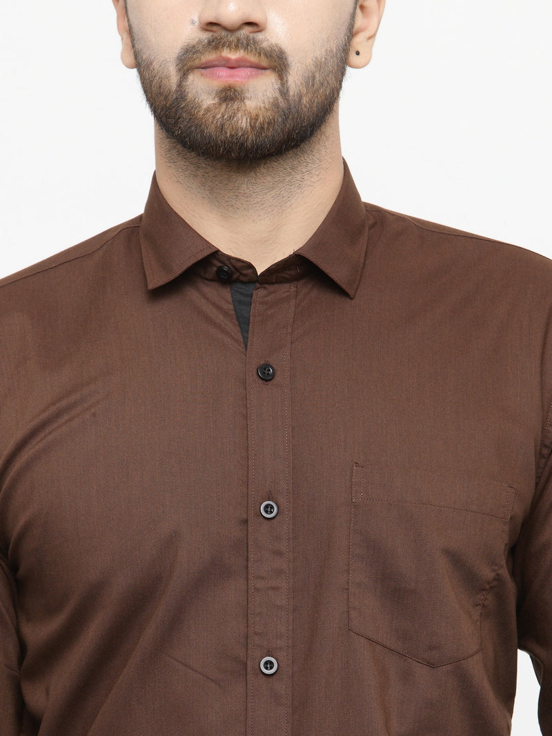 Indian Needle Coffee Formal Shirt with black detailing