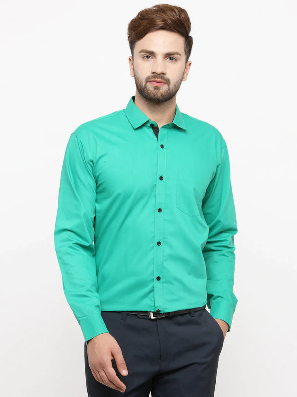 Jainish Green Formal Shirt with black detailing ( SF 411Green )