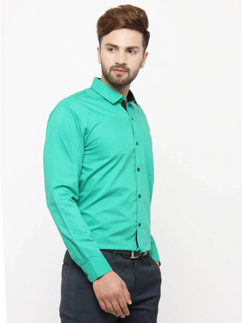 Jainish Green Formal Shirt with black detailing ( SF 411Green )