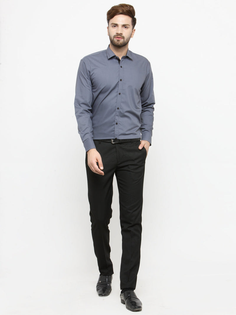 Indian Needle Grey Formal Shirt with black detailing