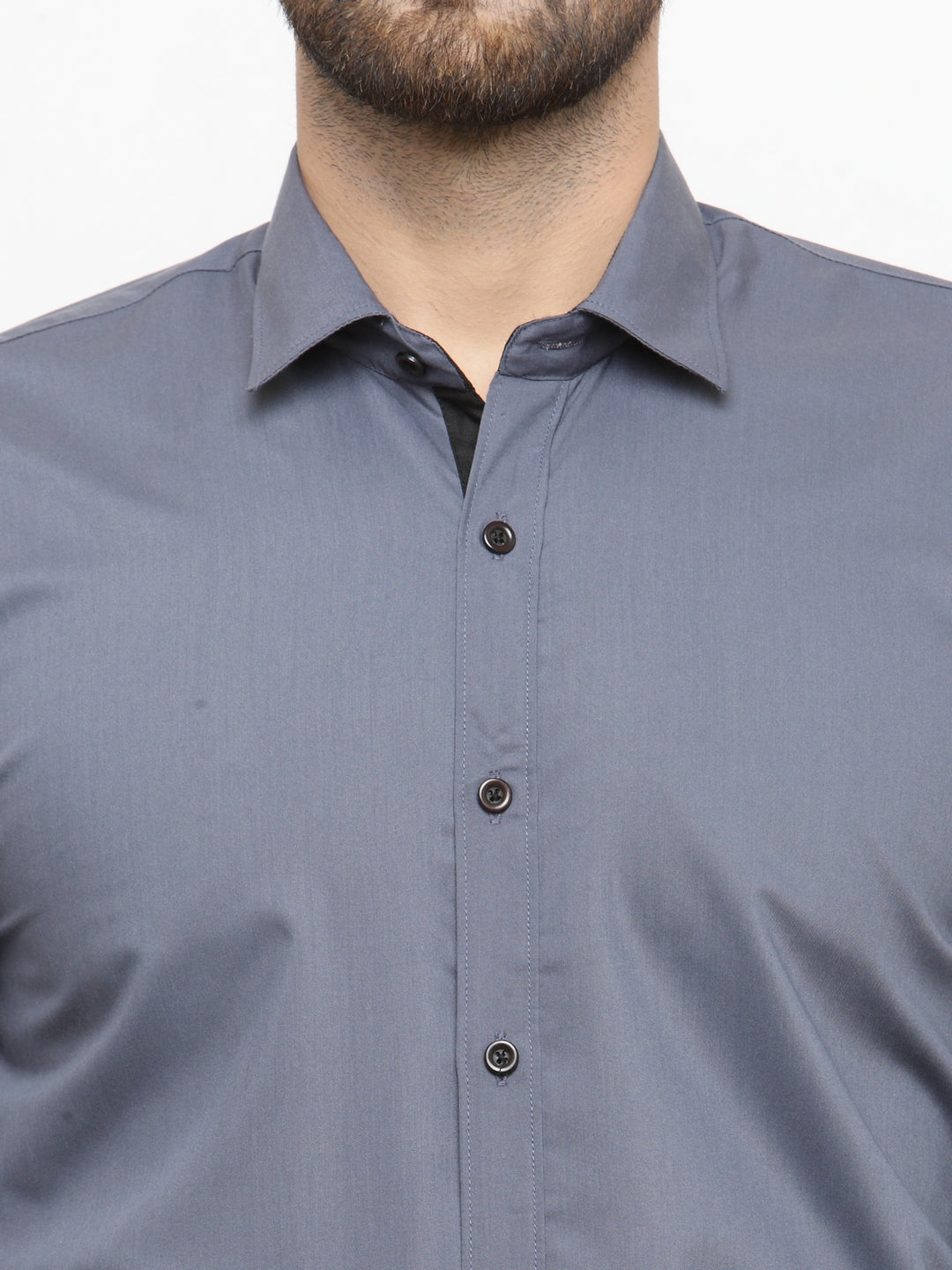 Indian Needle Grey Formal Shirt with black detailing
