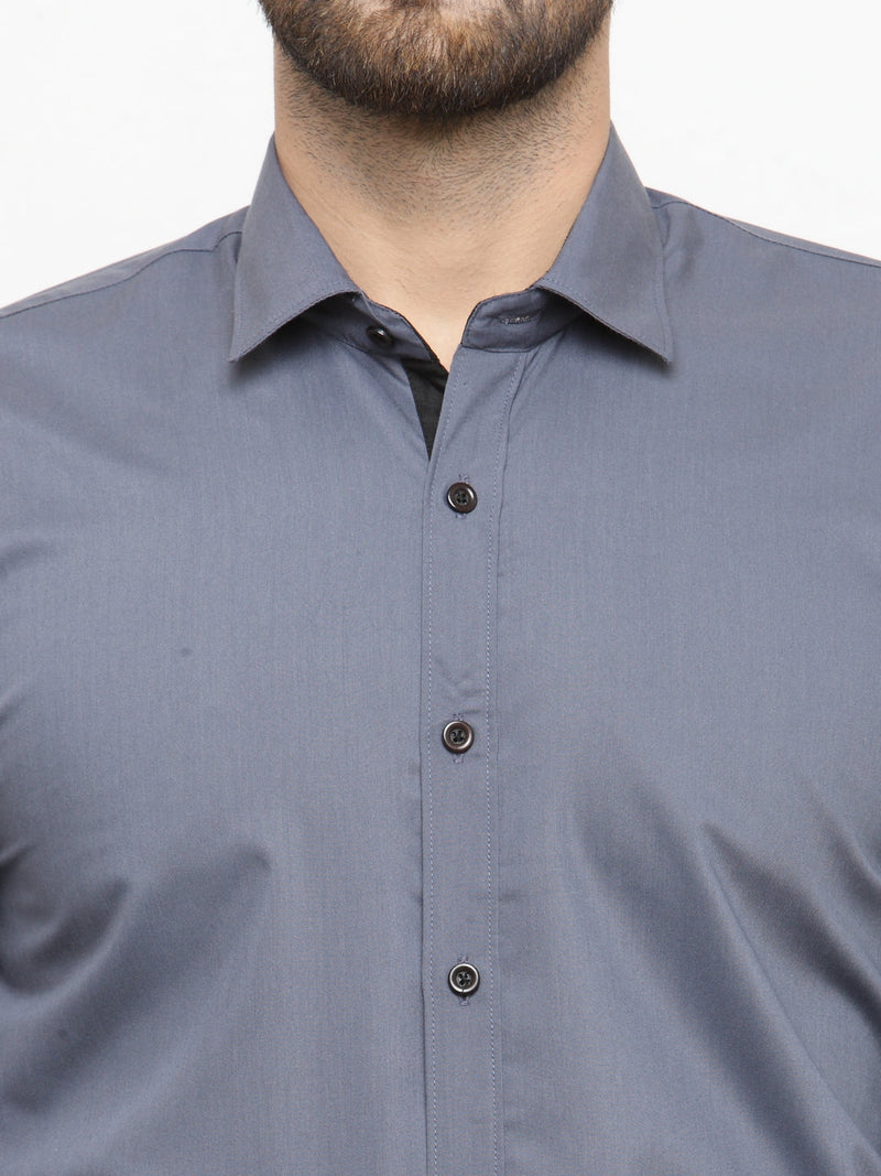 Indian Needle Grey Formal Shirt with black detailing