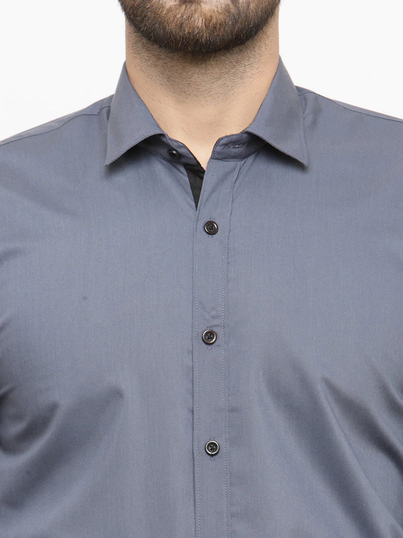 Jainish Grey Formal Shirt with black detailing ( SF 411Grey )