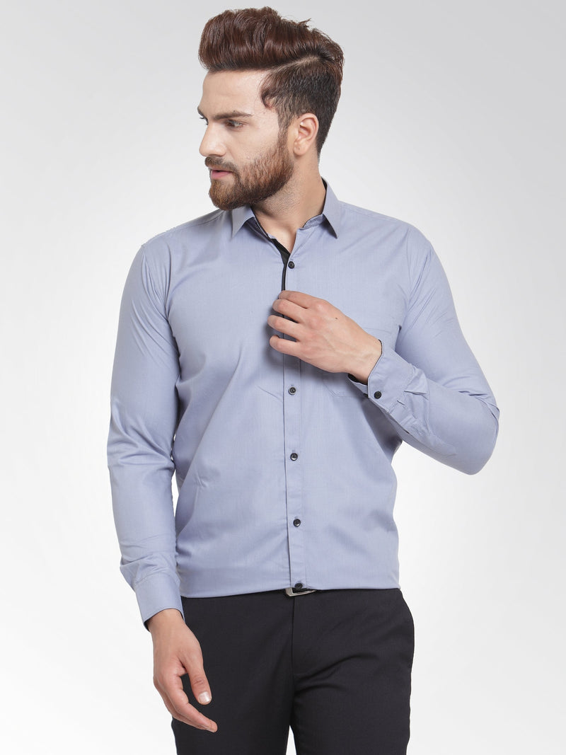 Indian Needle Light Grey Formal Shirt with black detailing