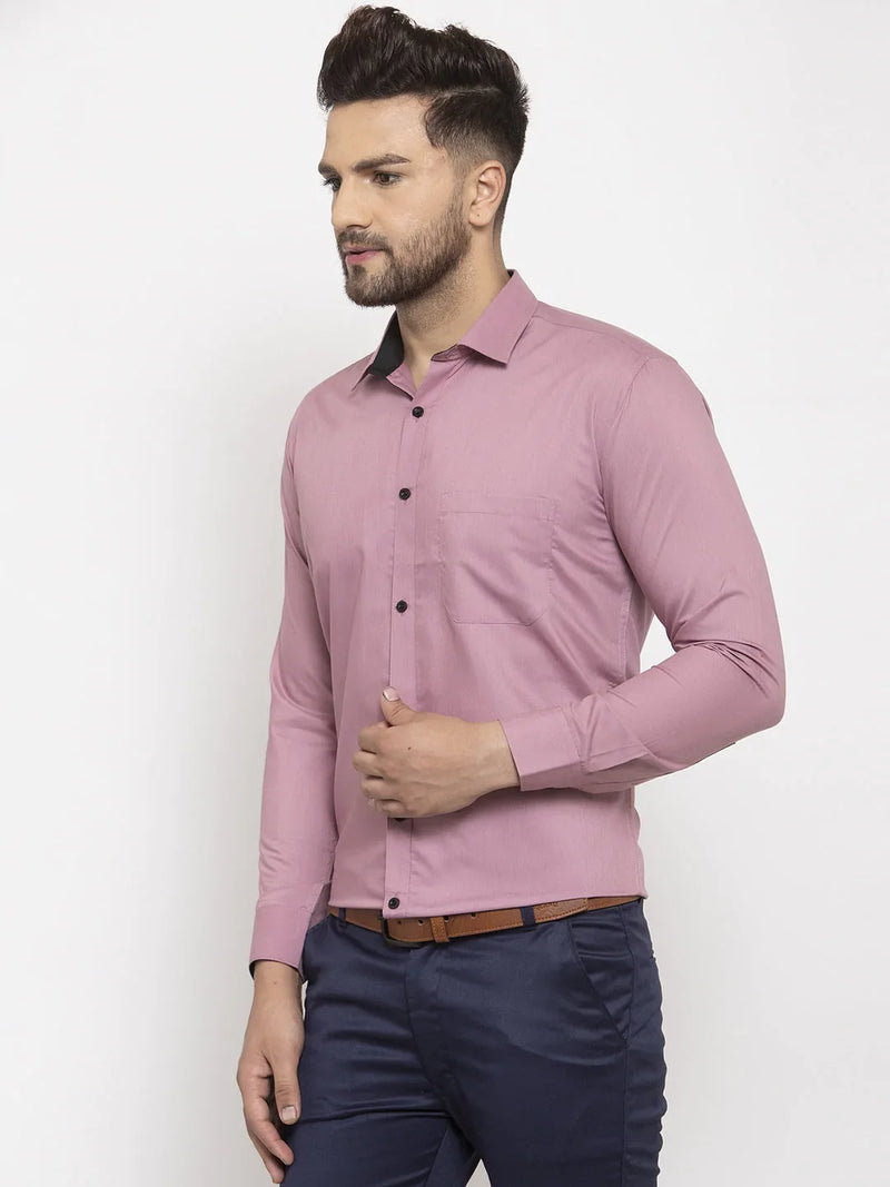 Jainish Magenta Formal Shirt with black detailing ( SF 411Magenta )