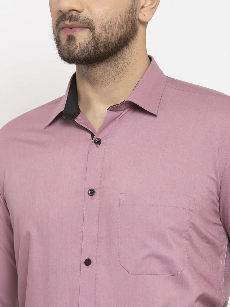 Jainish Magenta Formal Shirt with black detailing ( SF 411Magenta )