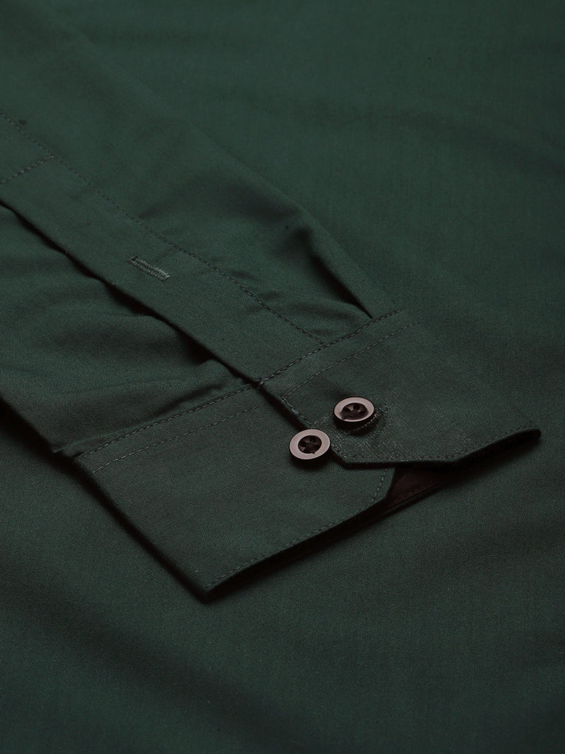 Indian Needle Olive Green Formal Shirt with black detailing