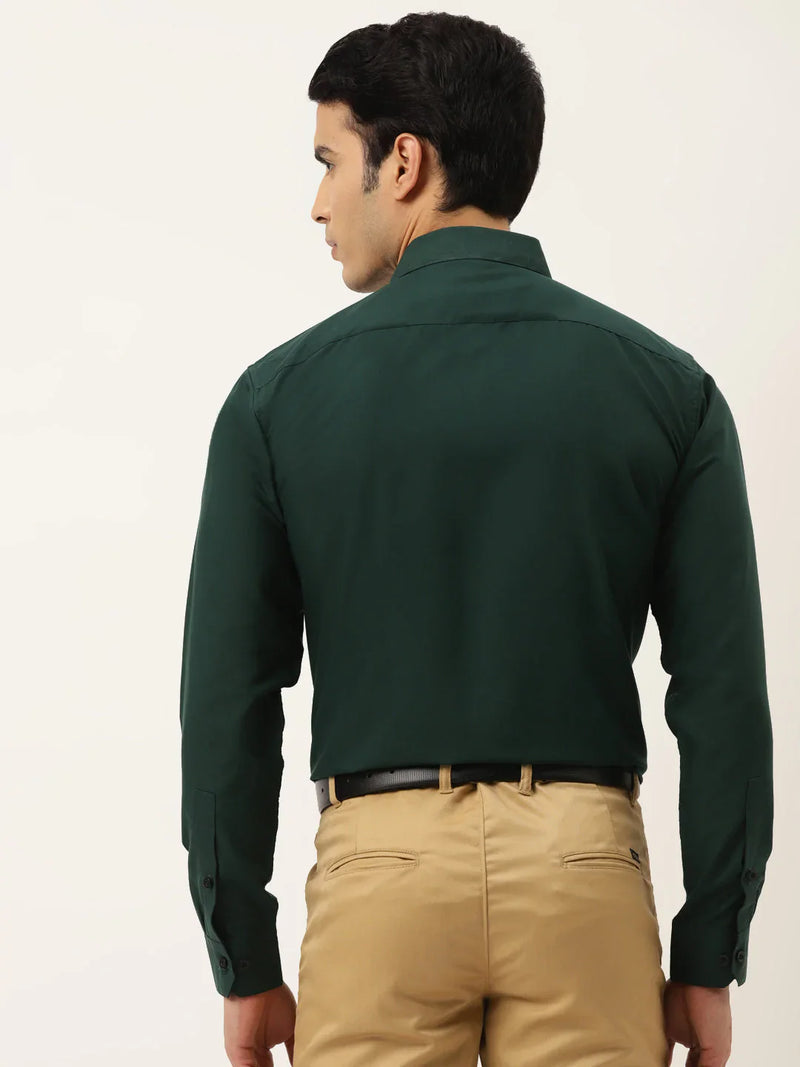 Jainish Olive Green Formal Shirt with black detailing ( SF 411Olive )