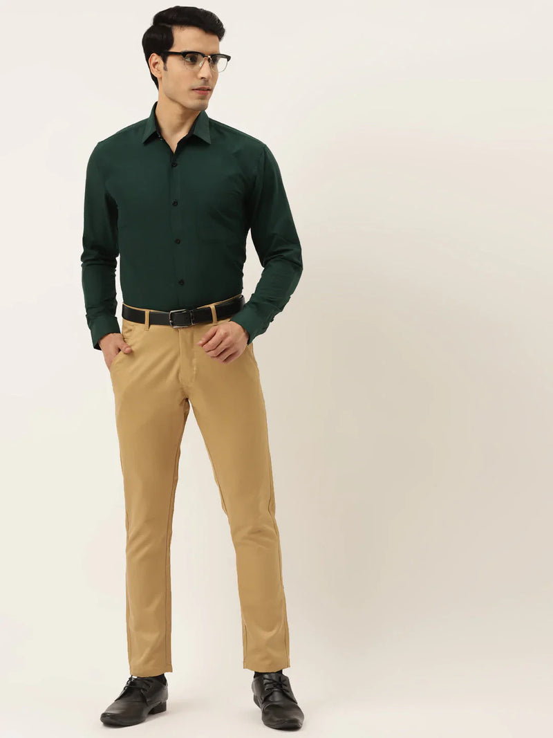 Jainish Olive Green Formal Shirt with black detailing ( SF 411Olive )