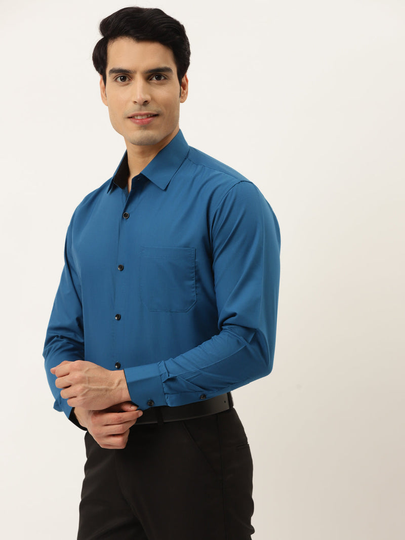 Indian Needle Pecock Green Formal Shirt with black detailing