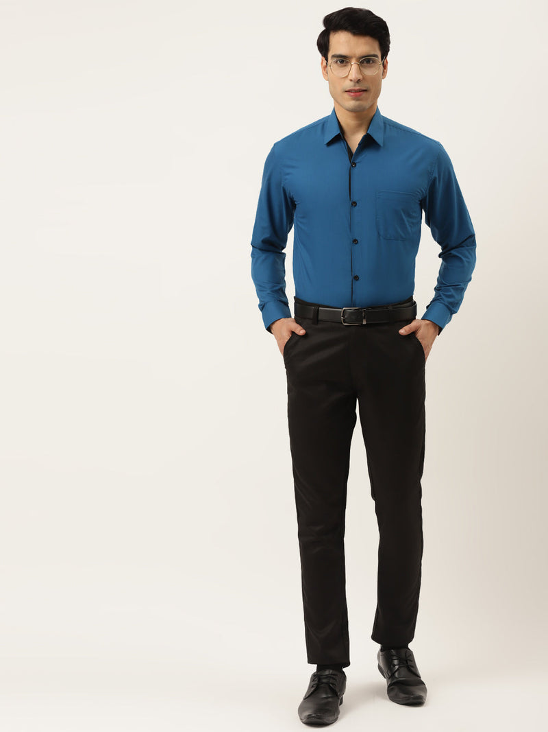 Indian Needle Pecock Green Formal Shirt with black detailing