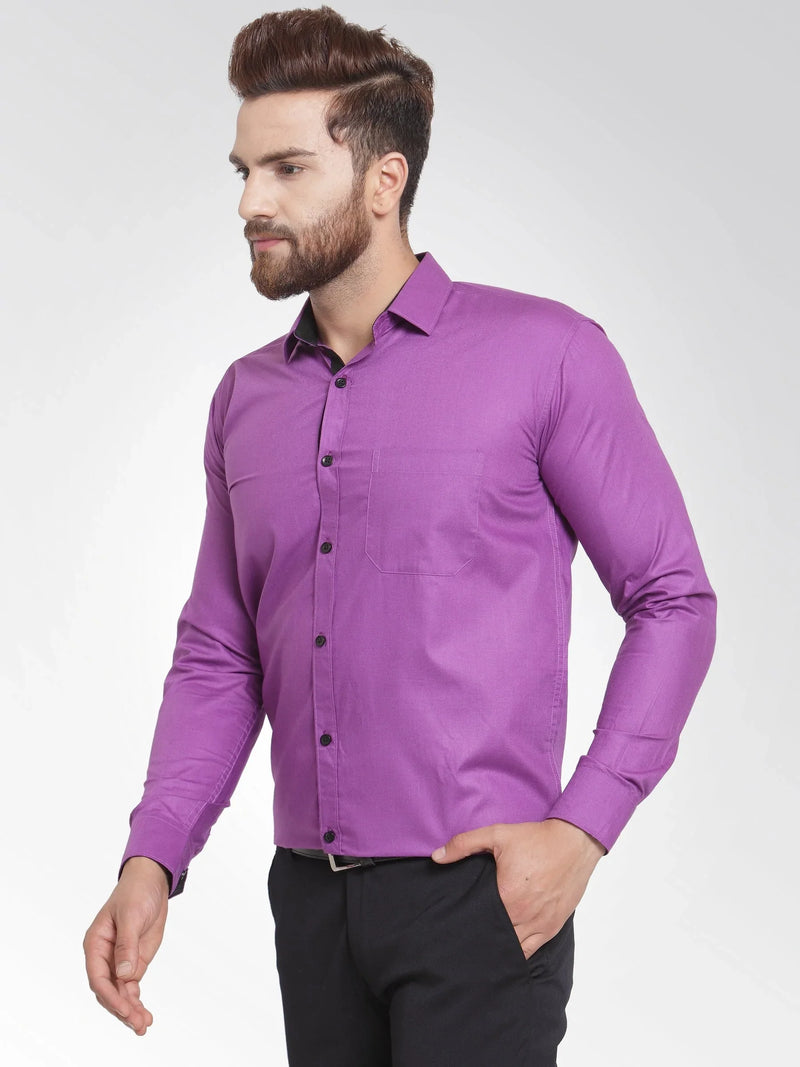 Jainish Purple Formal Shirt with black detailing ( SF 411Purple )