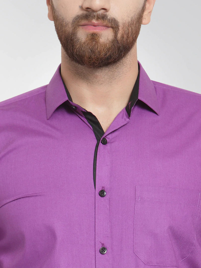 Jainish Purple Formal Shirt with black detailing ( SF 411Purple )