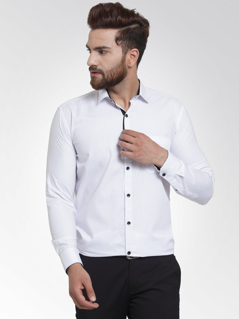 Indian Needle White Formal Shirt with black detailing