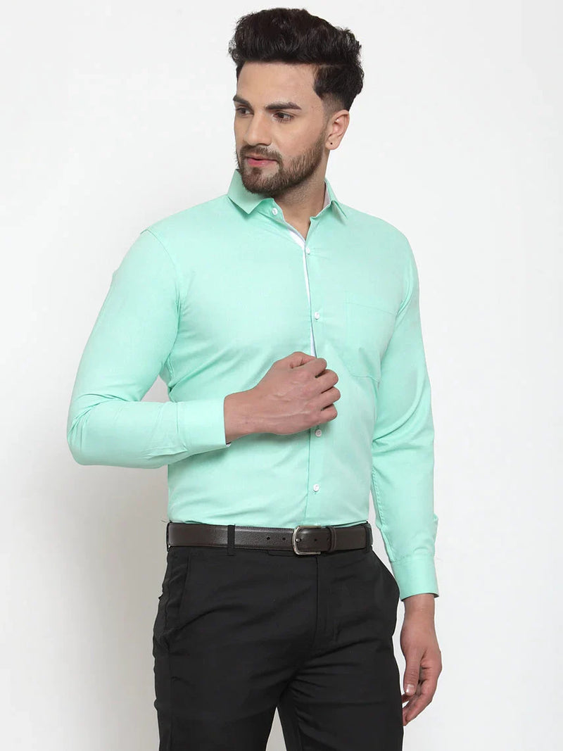 Jainish Green Formal Shirt with white detailing ( SF 419Green )