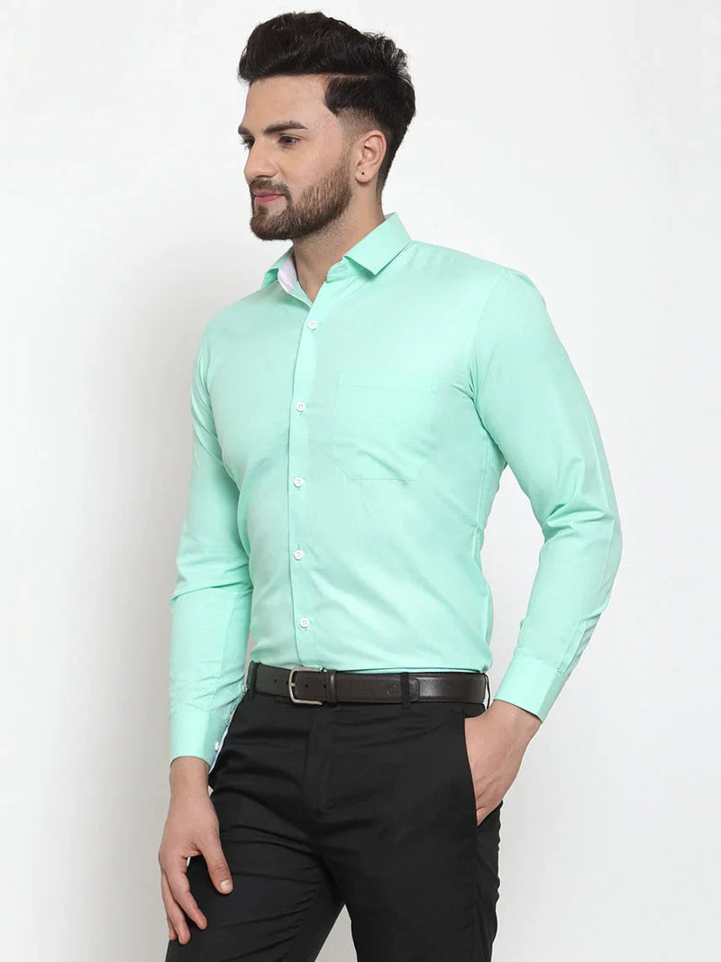 Jainish Green Formal Shirt with white detailing ( SF 419Green )