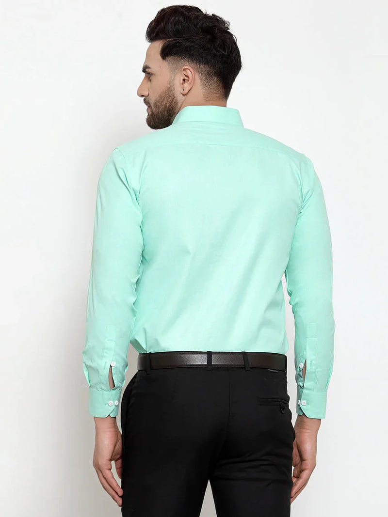 Jainish Green Formal Shirt with white detailing ( SF 419Green )