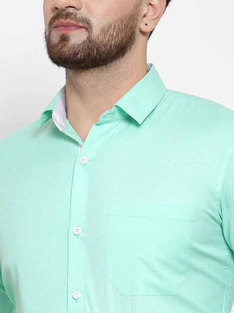 Jainish Green Formal Shirt with white detailing ( SF 419Green )