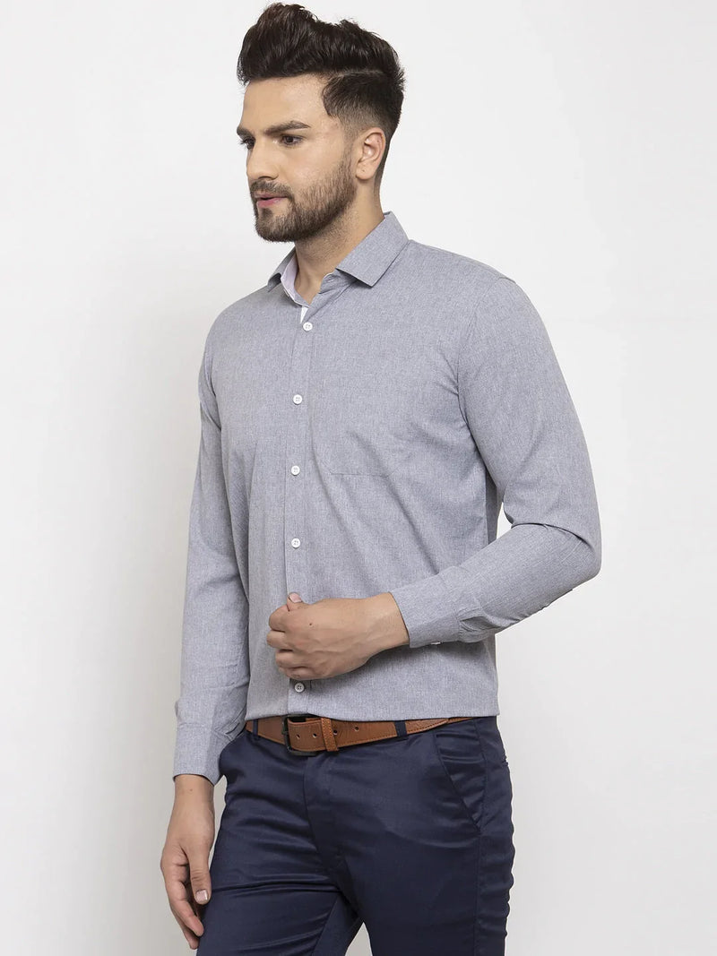 Jainish Grey Formal Shirt with white detailing ( SF 419Grey )