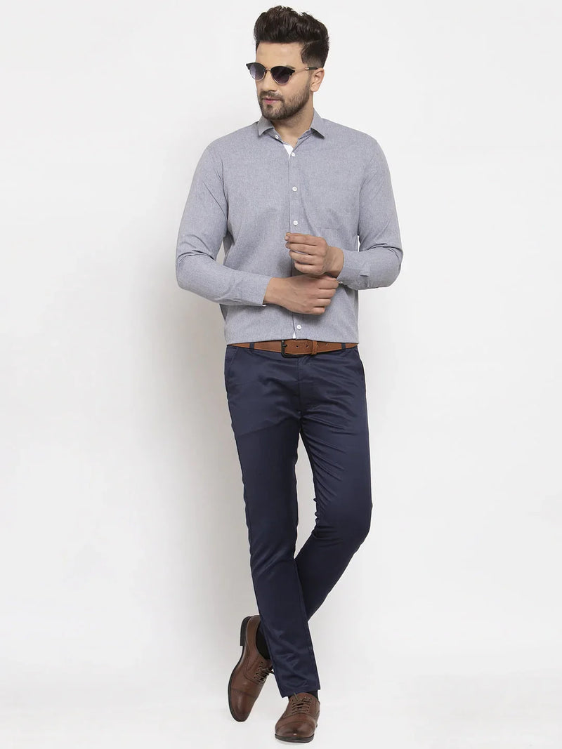 Jainish Grey Formal Shirt with white detailing ( SF 419Grey )