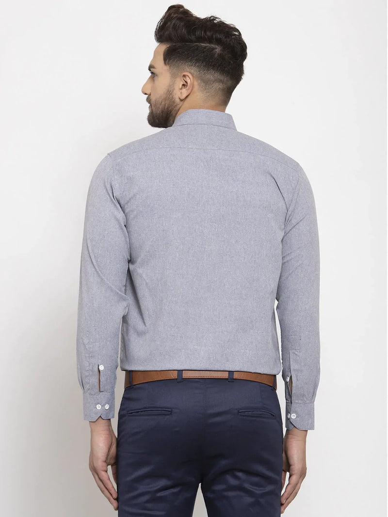 Jainish Grey Formal Shirt with white detailing ( SF 419Grey )