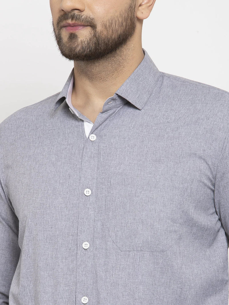 Jainish Grey Formal Shirt with white detailing ( SF 419Grey )