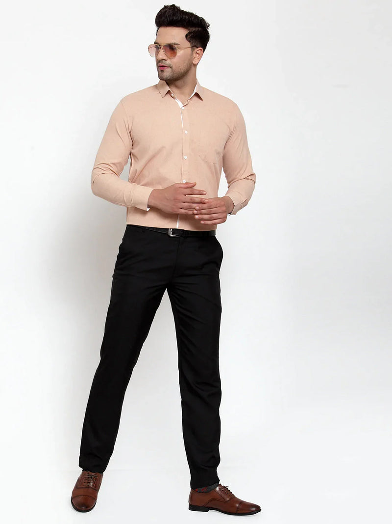 Jainish Light-Brown Formal Shirt with white detailing ( SF 419Light-Brown )