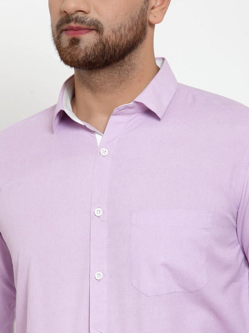 Jainish Light-Purple Formal Shirt with white detailing ( SF 419Light-Purple )