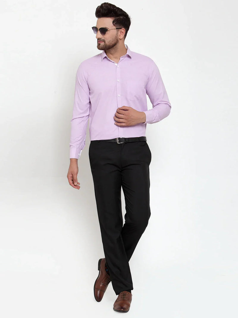 Jainish Light-Purple Formal Shirt with white detailing ( SF 419Light-Purple )