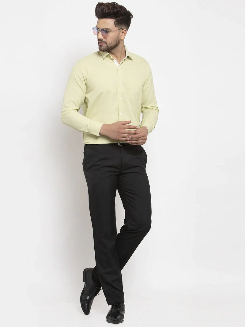 Jainish Lime Green Formal Shirt with white detailing ( SF 419Lime-Green )