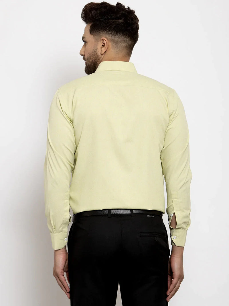 Jainish Lime Green Formal Shirt with white detailing ( SF 419Lime-Green )