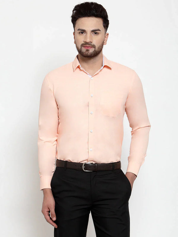 Jainish Orange Formal Shirt with white detailing ( SF 419Orange )