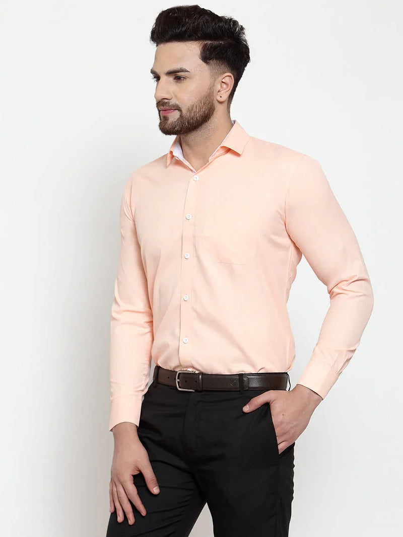 Jainish Orange Formal Shirt with white detailing ( SF 419Orange )