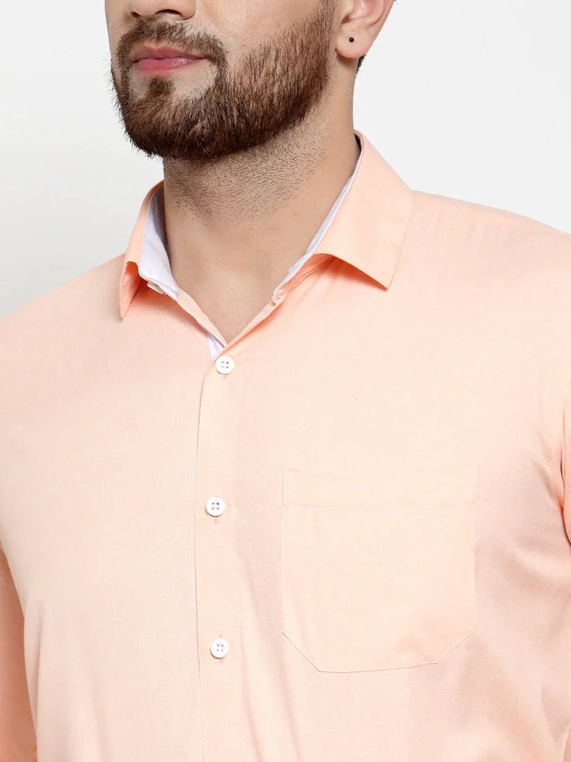 Jainish Orange Formal Shirt with white detailing ( SF 419Orange )