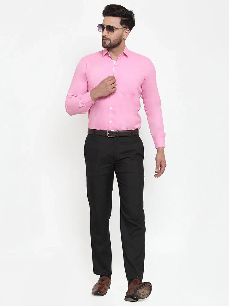 Jainish Pink Formal Shirt with white detailing ( SF 419Pink )