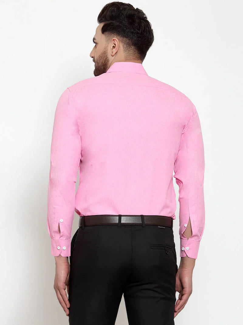 Jainish Pink Formal Shirt with white detailing ( SF 419Pink )