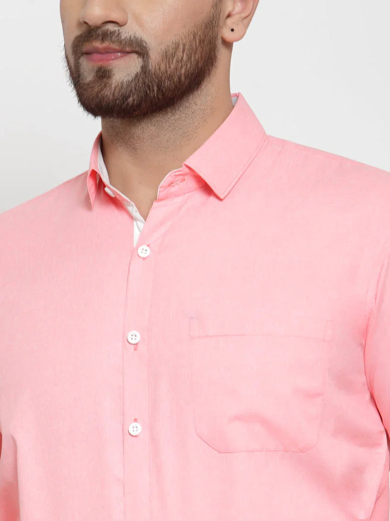 Jainish Red Formal Shirt with white detailing ( SF 419Red )