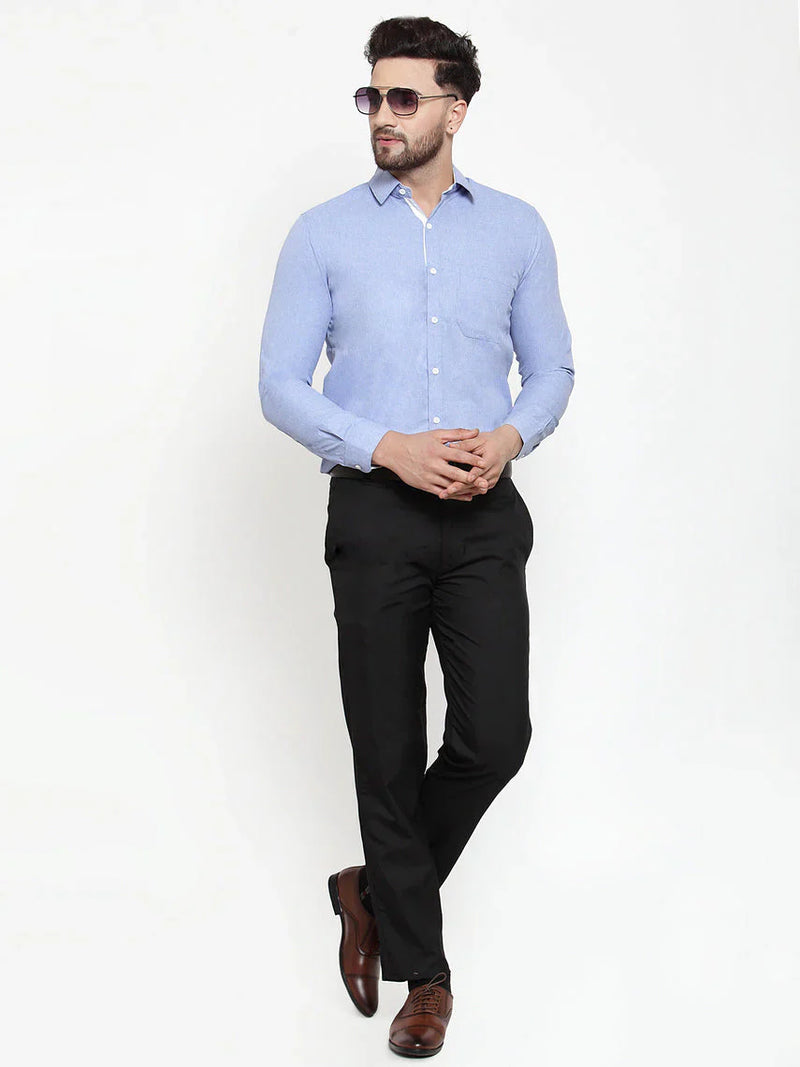 Jainish Sky Blue Formal Shirt with white detailing ( SF 419Sky )