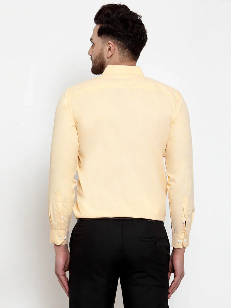 Jainish Yellow Formal Shirt with white detailing ( SF 419Yellow )