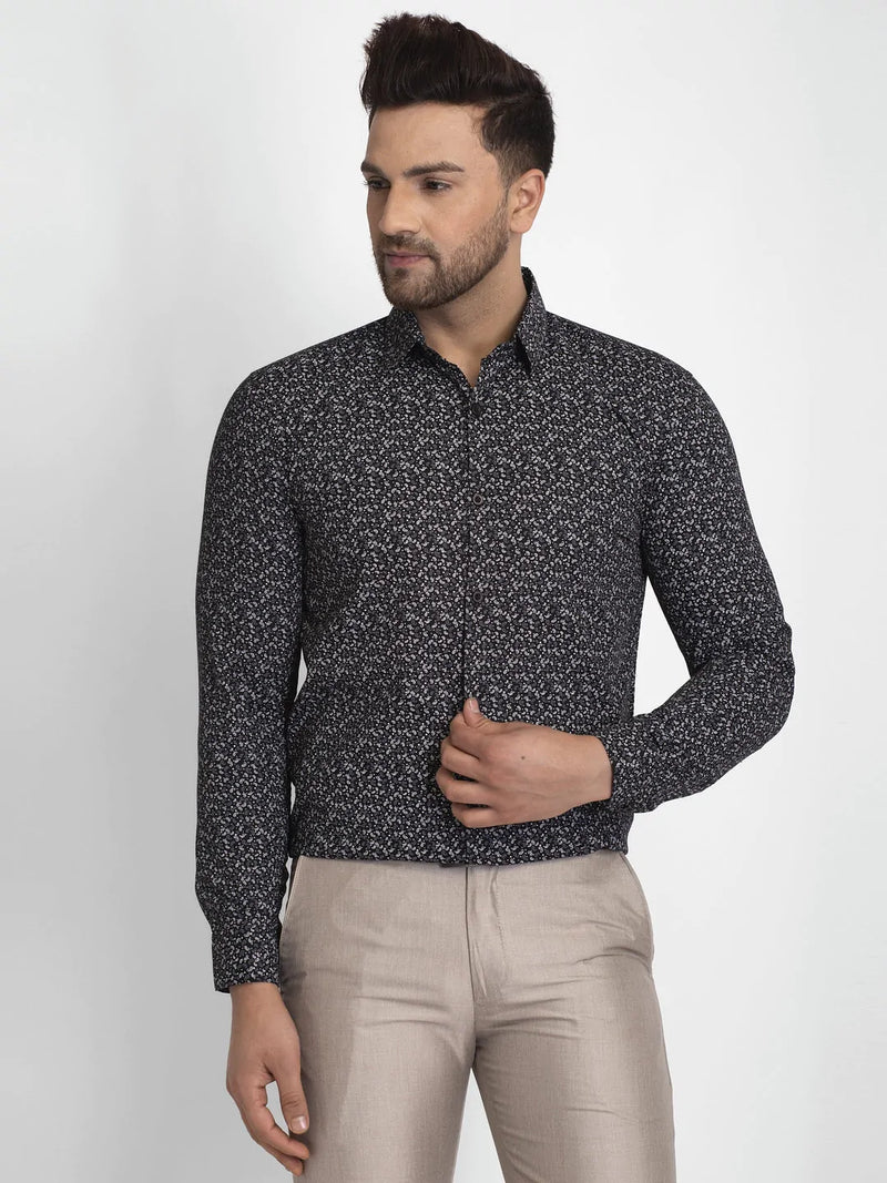 Jainish Black Printed Formal Shirt ( JSF 426Black )