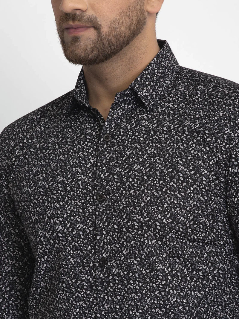 Jainish Black Printed Formal Shirt ( JSF 426Black )